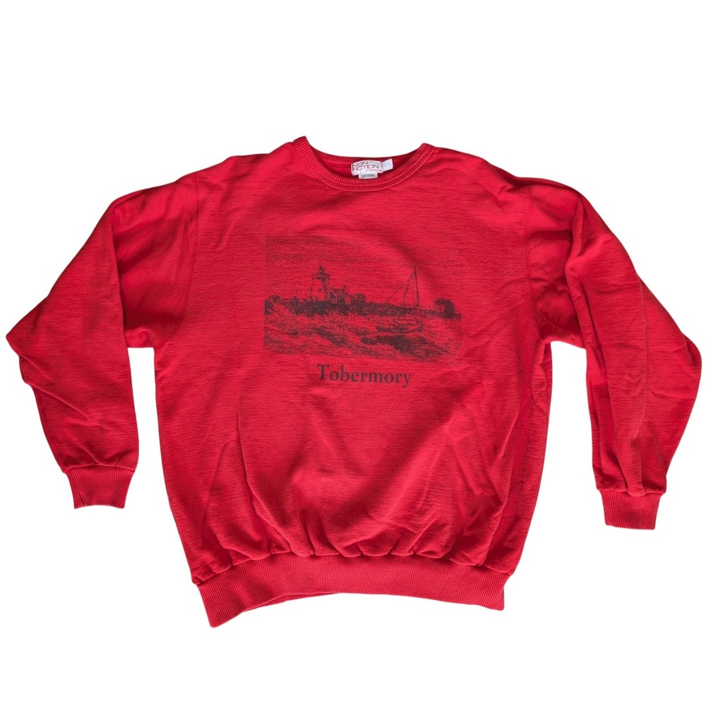 Vintage Non-fiction 4X Plus Size Red Crewneck Sweat Shirt Tobermory
